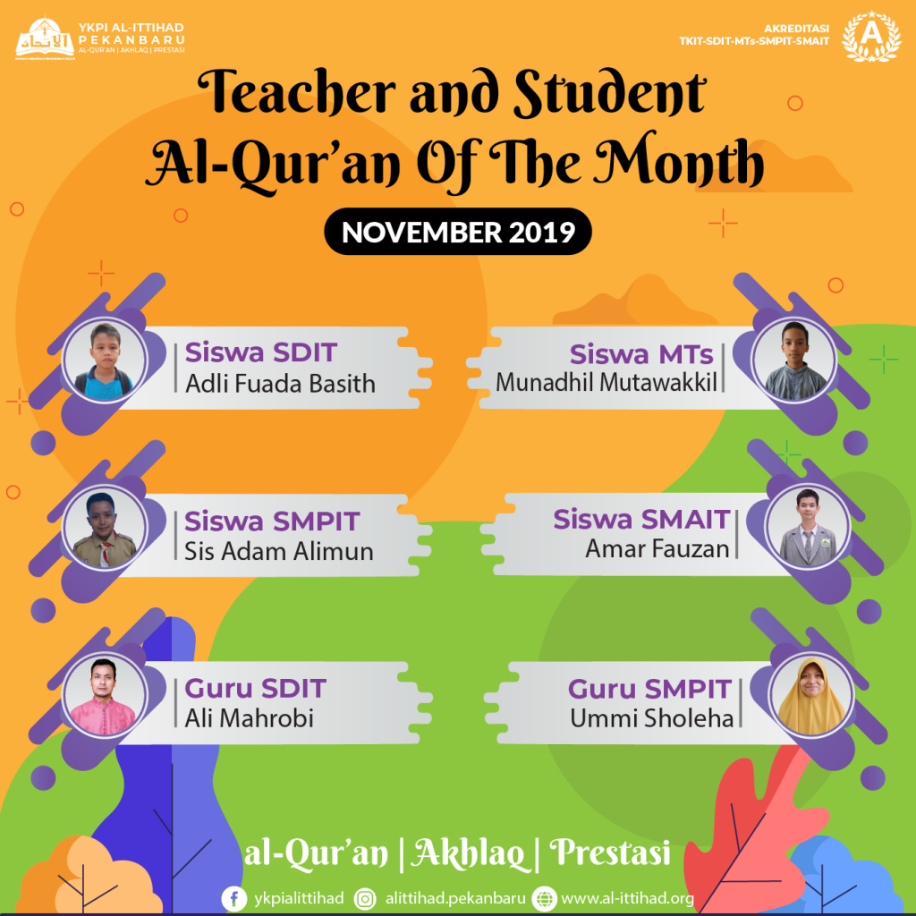 Guru dan Murid Teladan Al-Qur’an Oktober 2019   